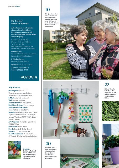 Vonovia Kundenmagazin "zuhause" Sommer 2017