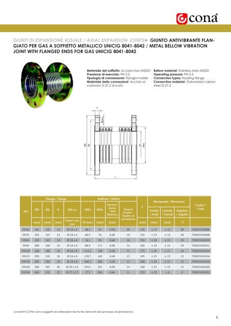 Cona Srl - Catalogo Giunti di Espansione