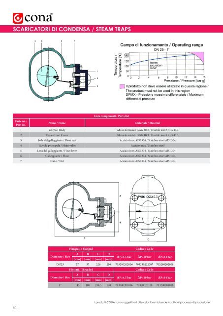 Cona Srl - Catalogo Scaricatori di Condensa