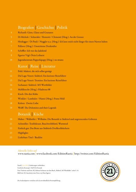 HERBST 2012 EDITION - Edition Raetia