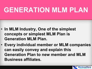 Generation Plan, Generation Payout Calculation, Multi-Level Marketing, Stairstep Breakaway Plan, Repurchase