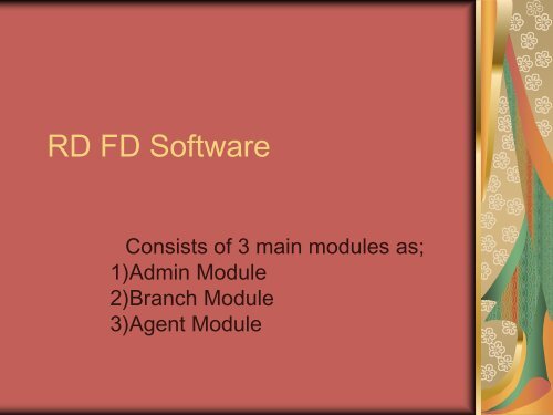 RDFD Software Admin Module, Billing Software, Accounting Software, Non-Banking