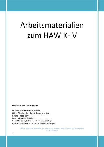 Arbeitsmaterialien zum HAWIK-IV - SFZ-Erlangen