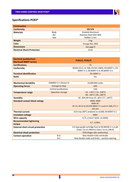 Catalogue Two-hand Control Desk PCB3 2017 English.