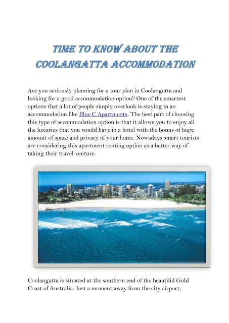 Details That You Must Know About Coolangatta Accomodation