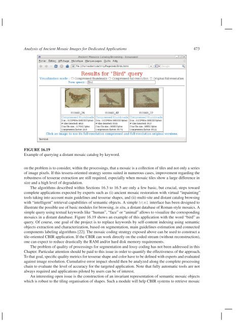 Analysis of Ancient Mosaic Images for Dedicated ... - Institut Fresnel