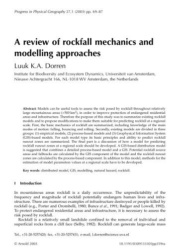 A review of rockfall mechanics and modelling approaches