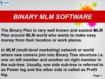 Binary MLM, Matrix MLM Plan, Binary MLM Calculator, Binary Network Marketing