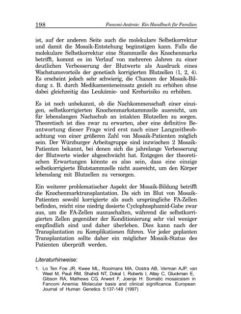 Kapitel 20 Mosaik-Bildung bei Fanconi-Anämie - Deutsche Fanconi ...