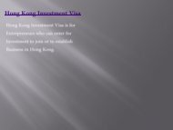 Hong Kong investment visa