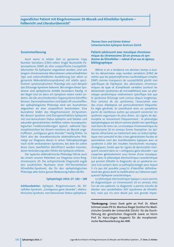 Jugendlicher Patient mit Ringchromosom 20-Mosaik und Klinefelter ...