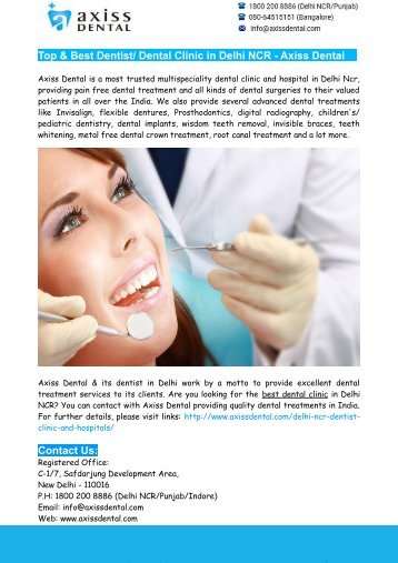 Top & Best Dentist Dental Clinic in Delhi NCR - Axiss Dental