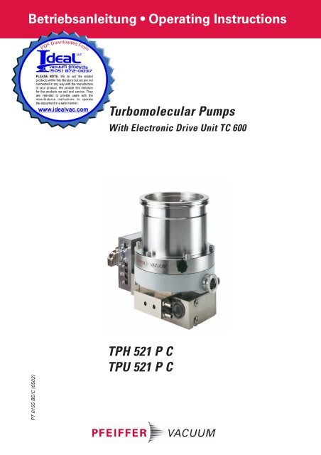 PFEIFFER TC600 TurboMolecular Vacuum Pump Controller PM C01 720 