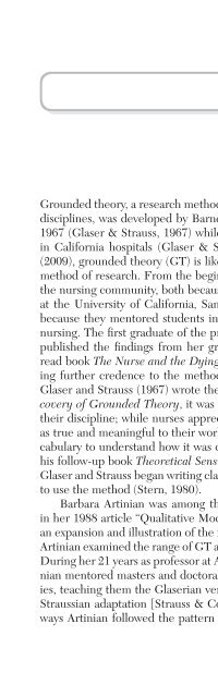 Glaserian grounded theory in nursing research - Springer Publishing