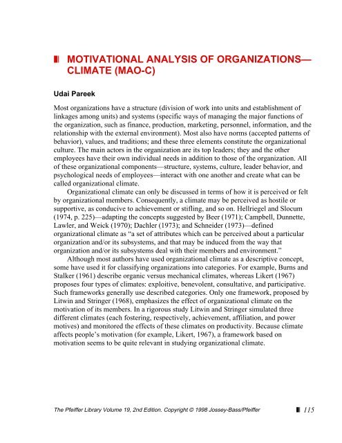 motivational analysis of organizations