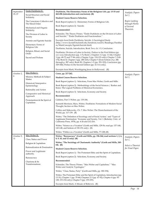 Syllabus - Sociological Theory - Davidson College