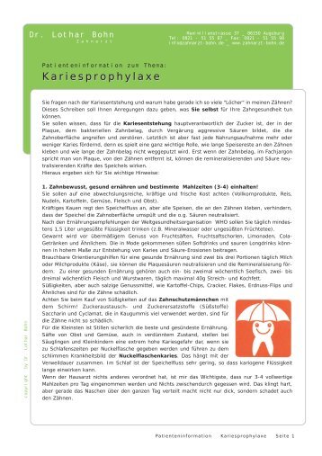 Kariesprophylaxe - Dr. Lothar Bohn - Zahnarzt