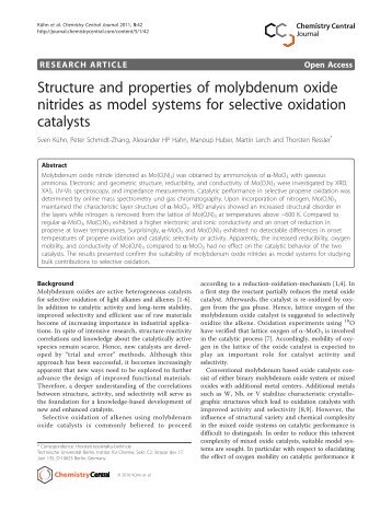 Structure and properties of molybdenum oxide nitrides as model ...