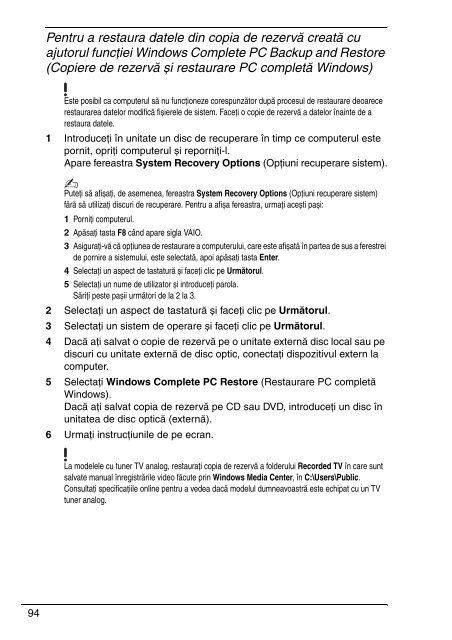 Sony VGN-FW11E - VGN-FW11E Guide de d&eacute;pannage Roumain