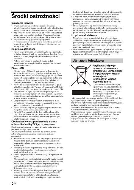 Sony KDL-32P2530 - KDL-32P2530 Istruzioni per l'uso Polacco