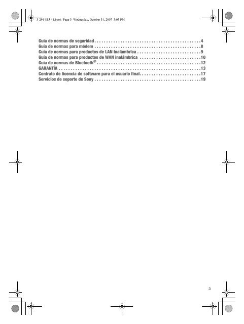 Sony VGN-NR21M - VGN-NR21M Documents de garantie Espagnol