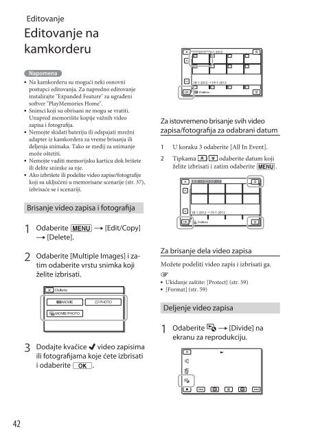 Sony HDR-CX200E - HDR-CX200E Mode d'emploi Serbe