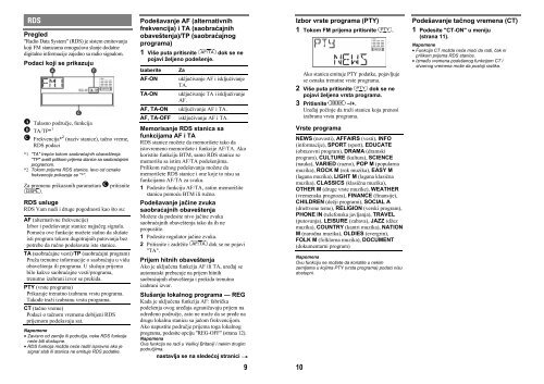 Sony CDX-A250 - CDX-A250 Mode d'emploi Serbe