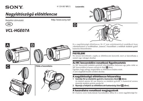 Sony VCL-HGE07A - VCL-HGE07A Istruzioni per l'uso Ungherese