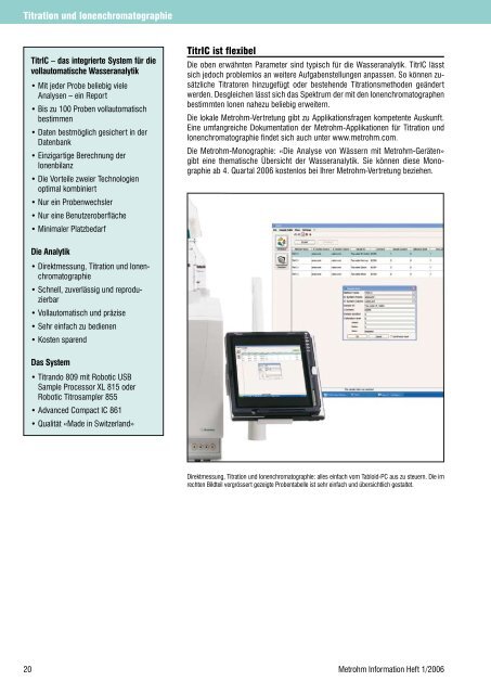 World Champion in der Elektroanalytik - Metrohm AG