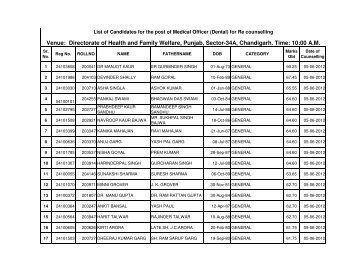 Mo Dental 25may 2012provisional merit list - Department of Health ...