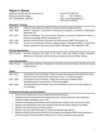 CV of Rigmor Baraas - vision-research.eu