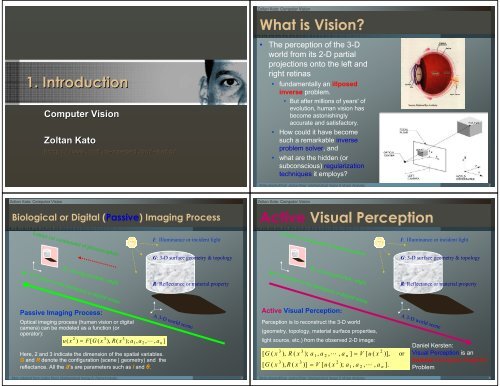 1. Introduction What is Vision? Active Visual Perception