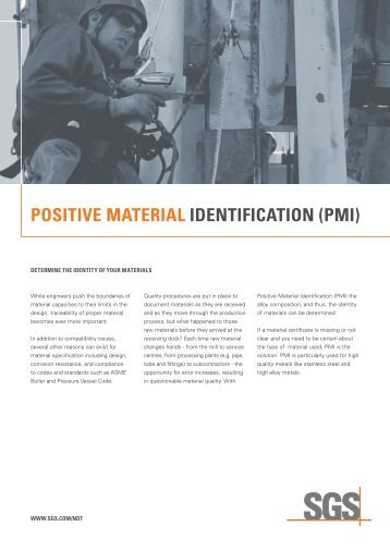 Determine the identity of your materials with PMI by SGS