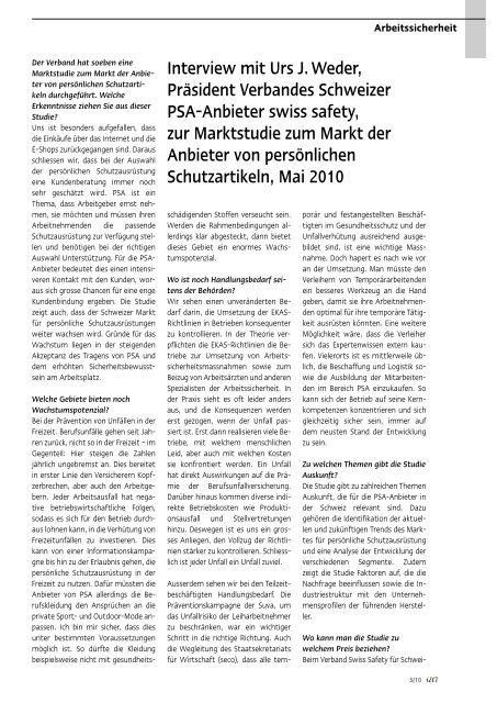 Interview mit Urs Weder zur Marktstudie - Swiss Safety