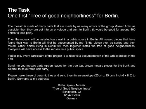 The tree of good neighborliness - Mosaicked Berlin