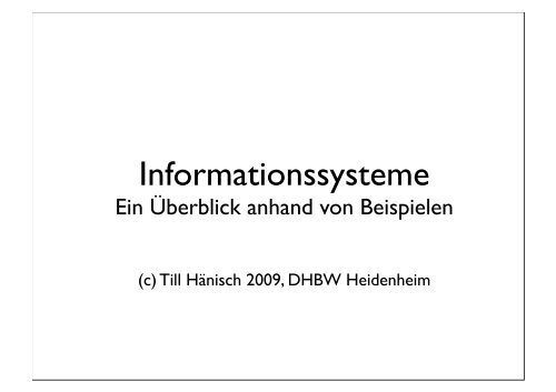 Informationssysteme - Till Hänisch