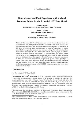 Design Issues and First Experience with a Visual Database Editor ...