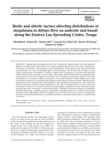 Biotic and abiotic factors affecting distributions of megafauna in ...