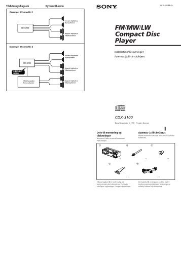 Sony CDX-3100 - CDX-3100 Guide d'installation Danois