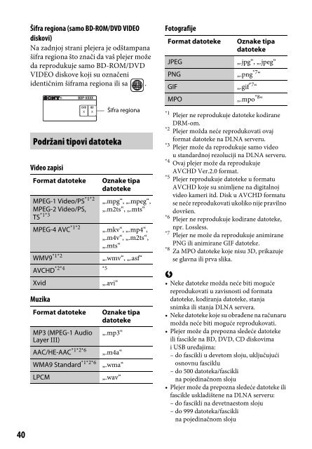 Sony BDP-S490 - BDP-S490 Mode d'emploi Serbe