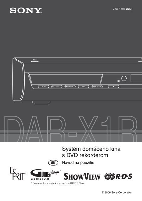 Sony DAR-X1R - DAR-X1R Consignes d&rsquo;utilisation Slovaque