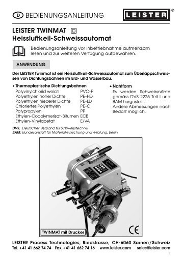 LEISTER TWINMAT Heissluftkeil-Schweissautomat D ...