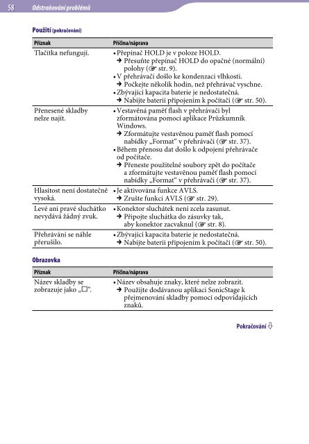 Sony NW-E005 - NW-E005 Mode d'emploi Tch&egrave;que