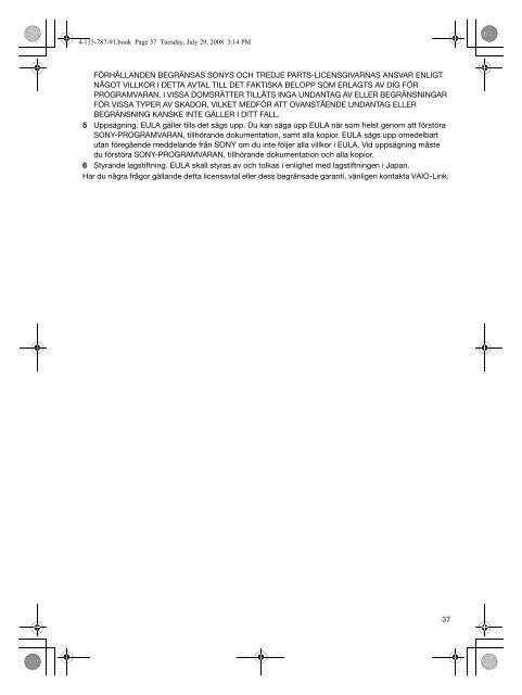 Sony VGN-TT11LN - VGN-TT11LN Documents de garantie Finlandais