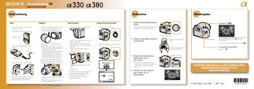 Sony DSLR-A330Y - DSLR-A330Y Consignes d&rsquo;utilisation Allemand