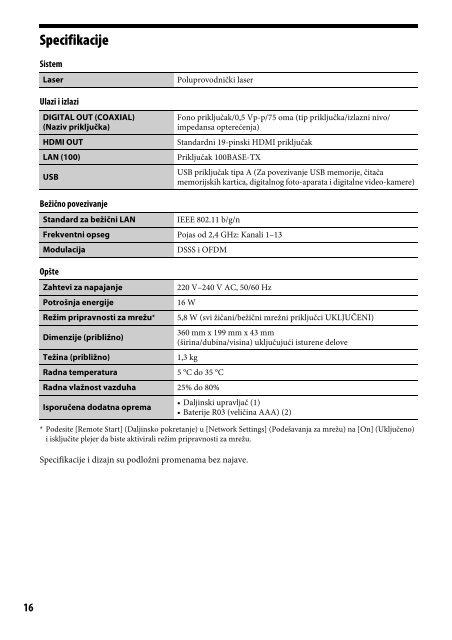 Sony BDP-S6200 - BDP-S6200 Simple Manual Serbe