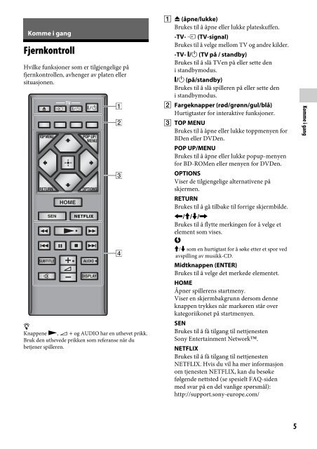 Sony BDP-S6200 - BDP-S6200 Simple Manual Norv&eacute;gien