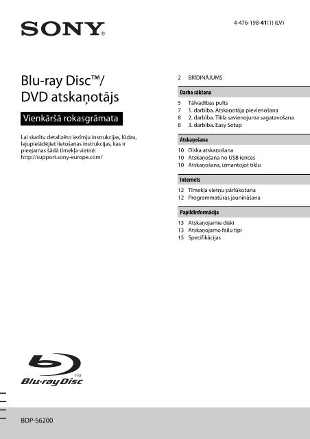 Sony BDP-S6200 - BDP-S6200 Simple Manual Letton