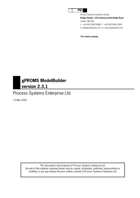 gPROMS ModelBuilder version 2.3.1