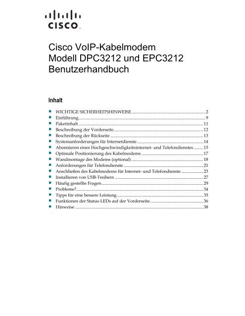 Cisco Model DPC3212 and EPC3212 VoIP Cable Modem User ...